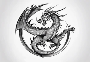 Fine like dragon wrapping around the back of knee tattoo idea