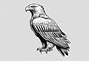 realistic eagle full body  sit face front tattoo idea
