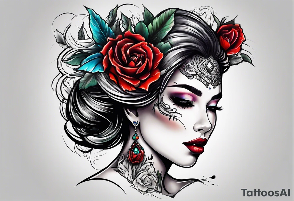 Woman waking from the dead as a new beautiful woman tattoo idea