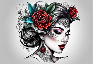 Woman waking from the dead as a new beautiful woman tattoo idea