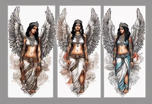 Indian angel on a balcony tattoo idea