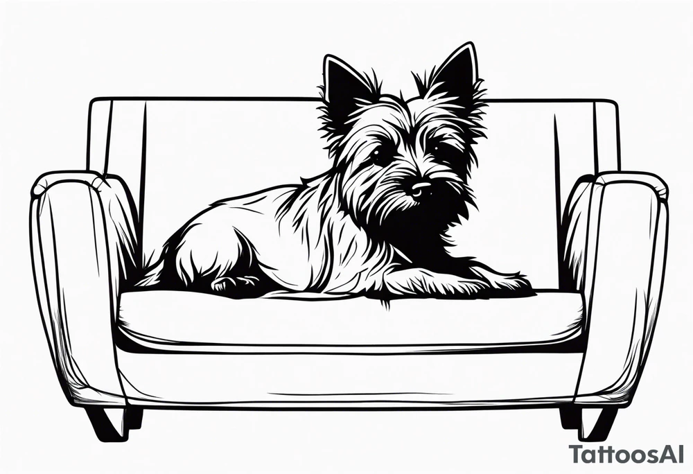 small cairn terrier laying on couch tattoo idea