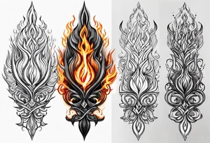 trident in flame tattoo idea