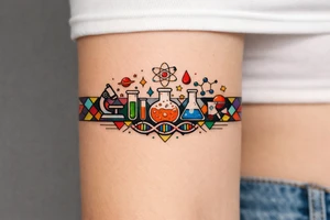 armband, abstract, geometric, full of color, and lab themed tattoo idea