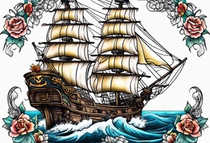 Ship pirate, flower tattoo idea
