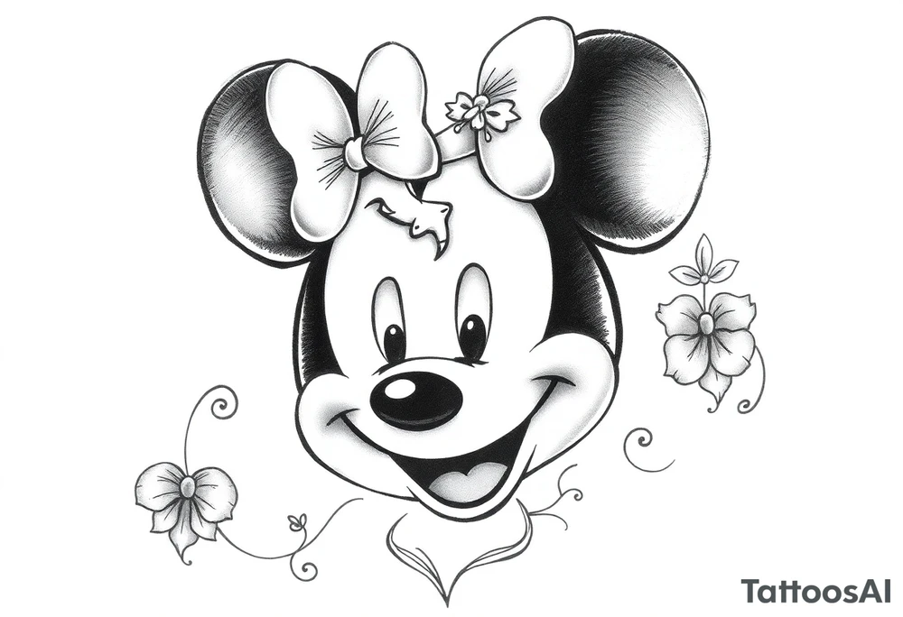 Mickey Mouse with Amelia on top tattoo idea