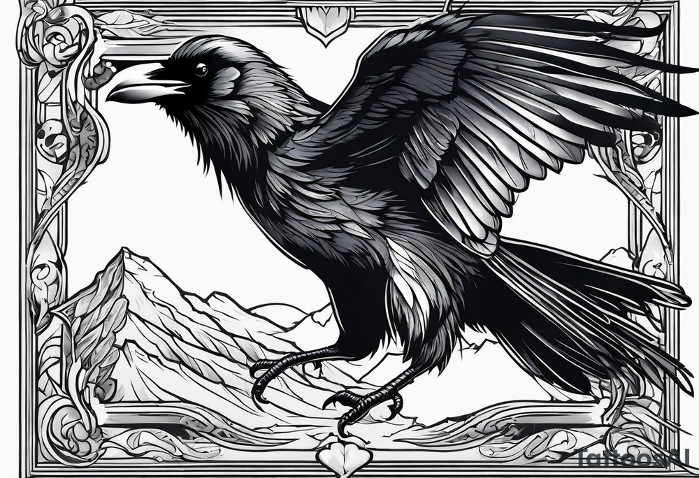 raven flying tattoo idea