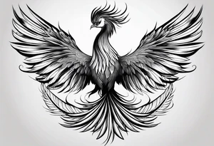 phoenix with extra long tail feathers and a long neck tattoo idea