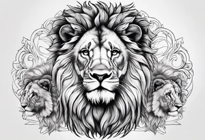 Stoic lion with cubs tattoo idea