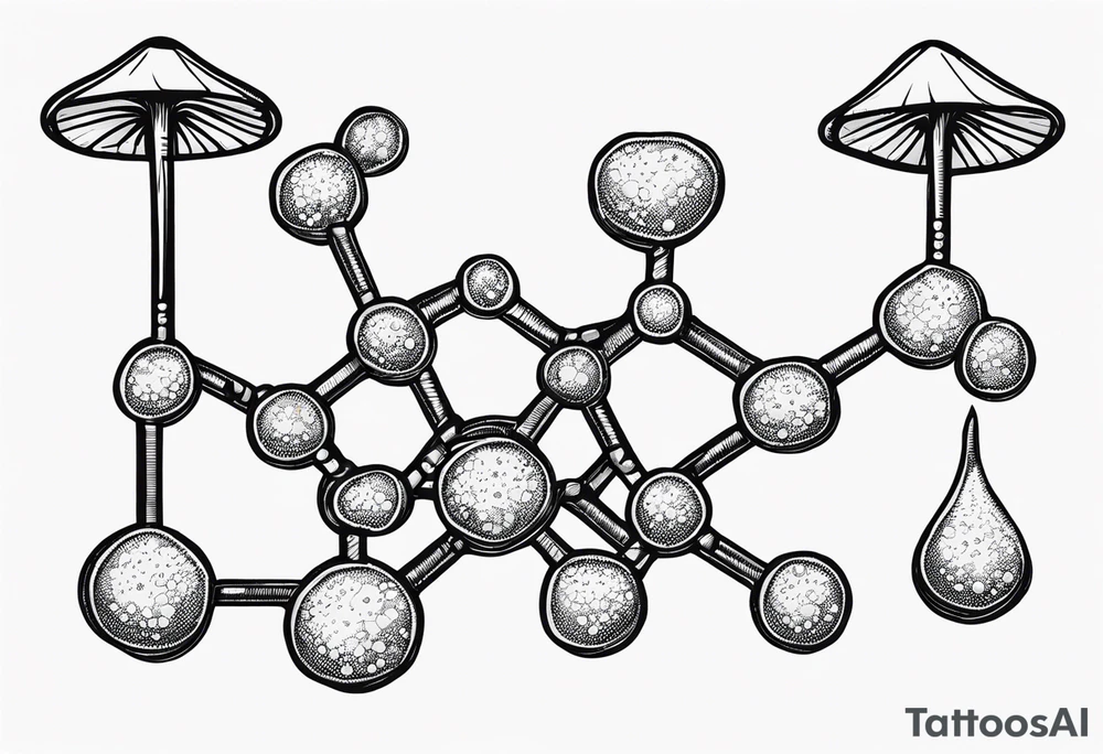 psilocybin and serotonin chemical structure tattoo idea