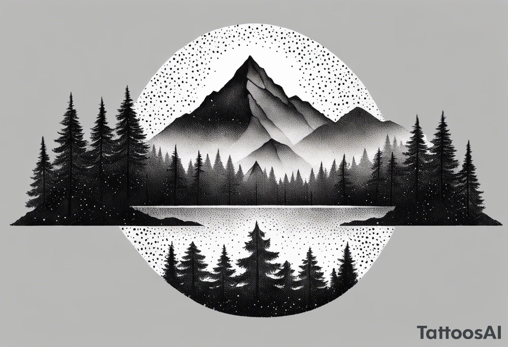 small mountain and trees tattoo idea