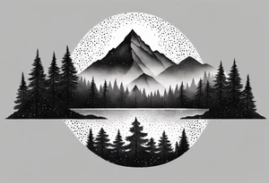 small mountain and trees tattoo idea