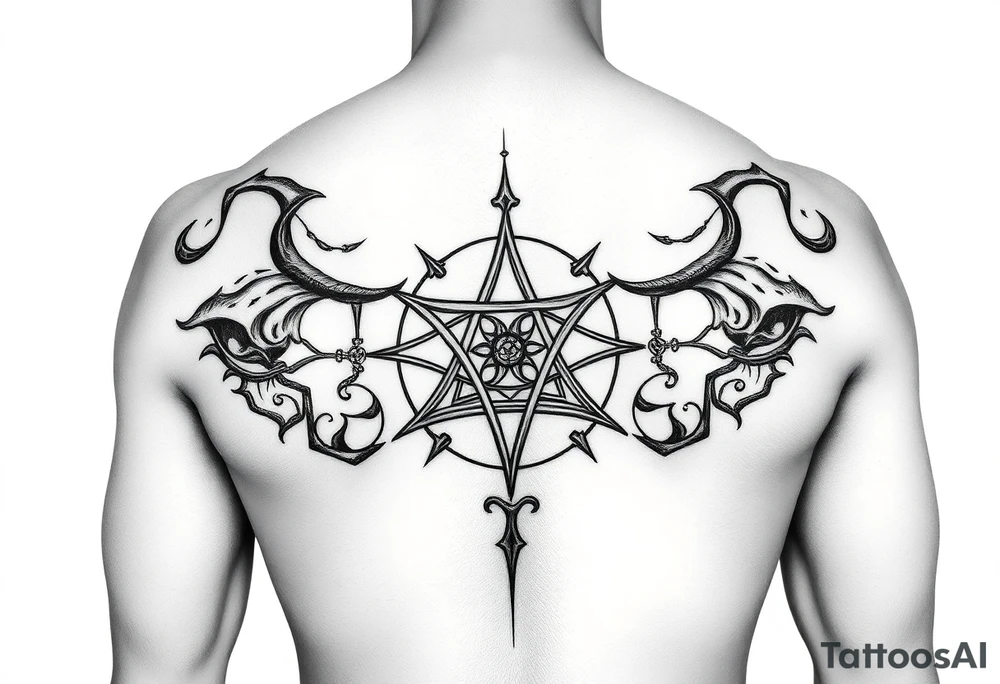 Occult symbols calf tattoo tattoo idea