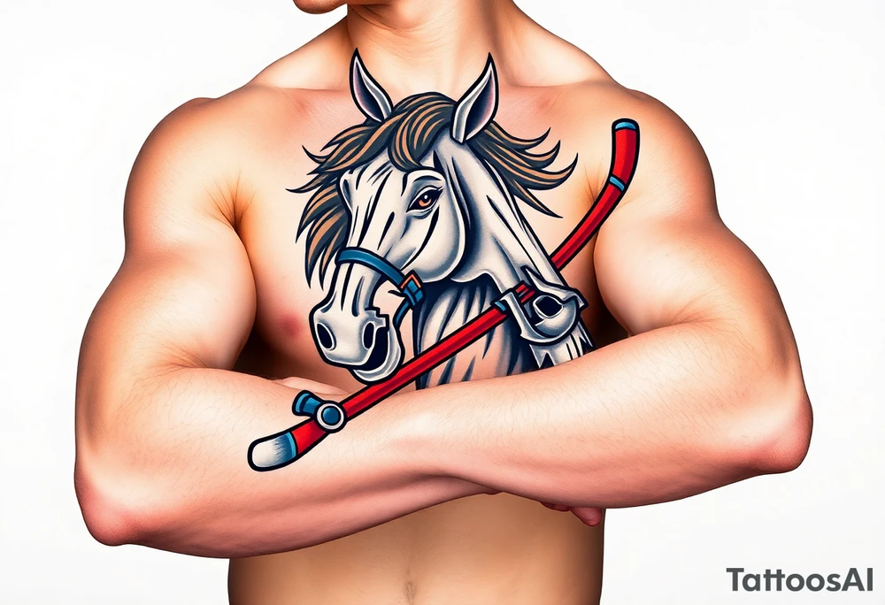 Horse with hockey sticks tattoo idea