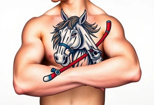 Horse with hockey sticks tattoo idea