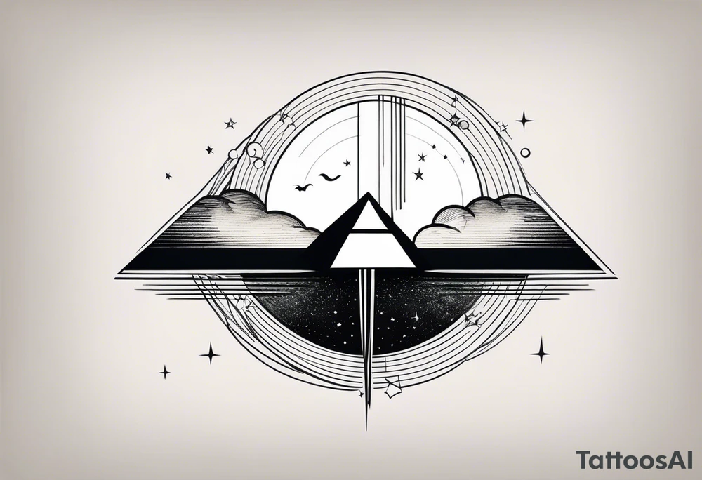 prism light similar to dark side of the moon cover tattoo idea
