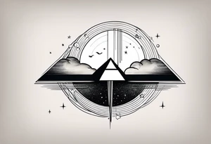 prism light similar to dark side of the moon cover tattoo idea