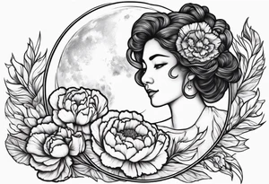 Moon and carnation mom tattoo idea