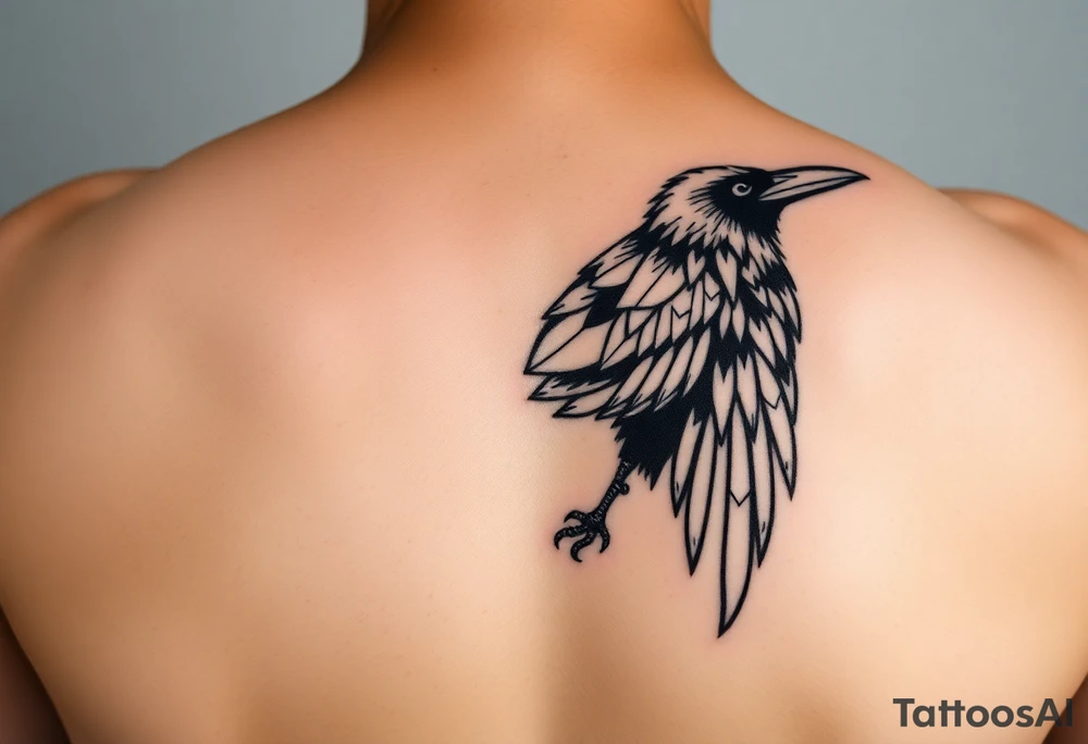 Geometric crow tattoo idea