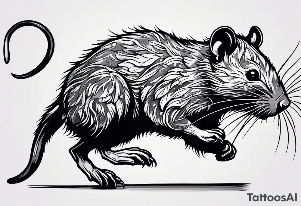 Black rat running tattoo idea