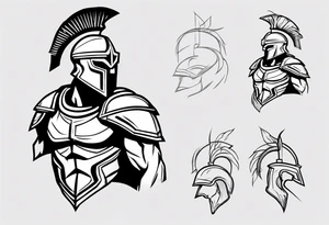 ultra-fine line linework vector of a spartan from the side tattoo idea