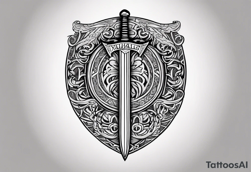 Viking sword Valhalla dragon shield tattoo idea