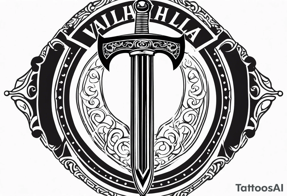 Valhalla sword round shield tattoo idea