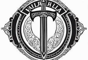 Valhalla sword round shield tattoo idea
