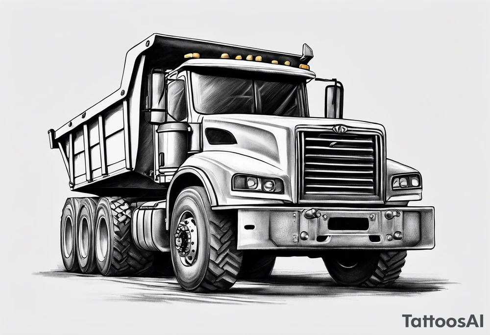 Realistic tattoo of a Dump truck on a forearm tattoo idea