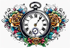 broken pocket watch galaxy tattoo idea