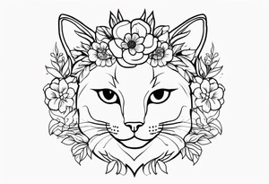 Cat with floral crown tattoo idea