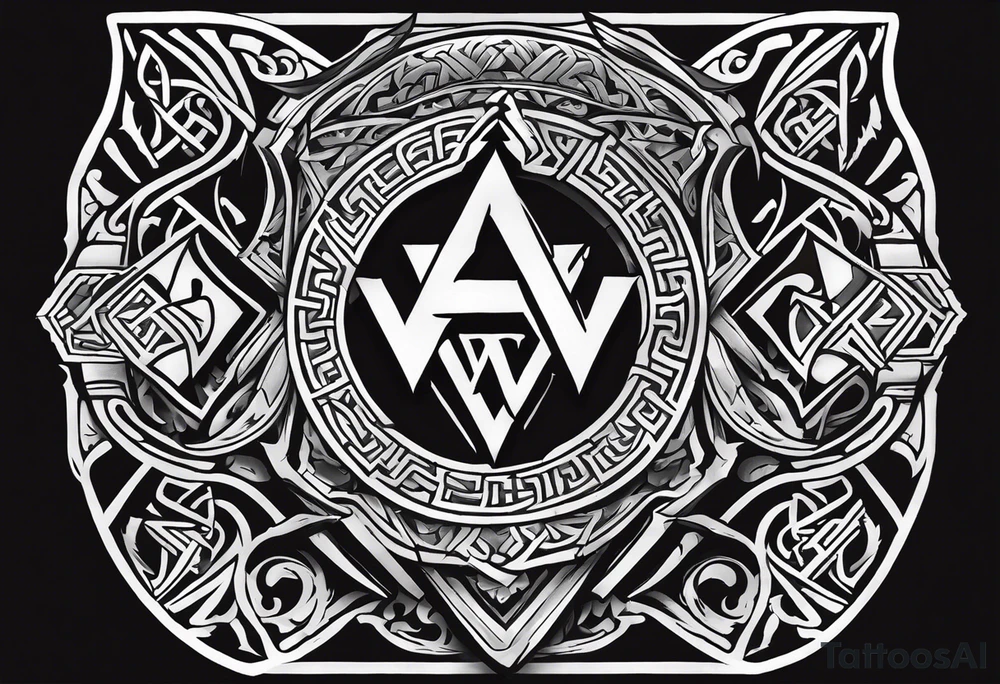 Valhalla sword 
shield axe Valknut tattoo idea