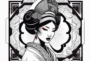 African geisha Japanese traditional style tattoo tattoo idea