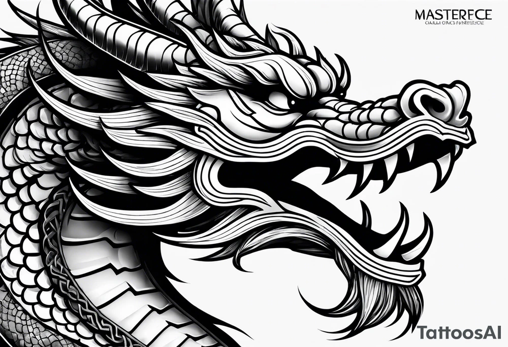 left side profile of a chinese dragon face tattoo idea
