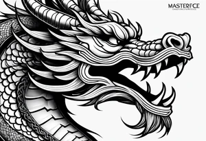 left side profile of a chinese dragon face tattoo idea