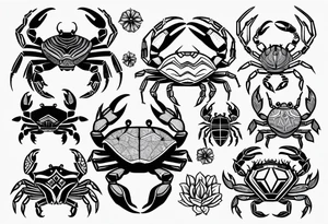 Variety of crabs style flash sheet tattoo idea