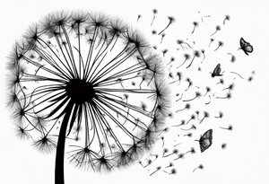 Blowing dandelion flying away , quote I want adventure in the great wide somewhere tattoo idea