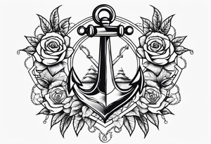 Anchor entwined with roses and thorns tattoo idea