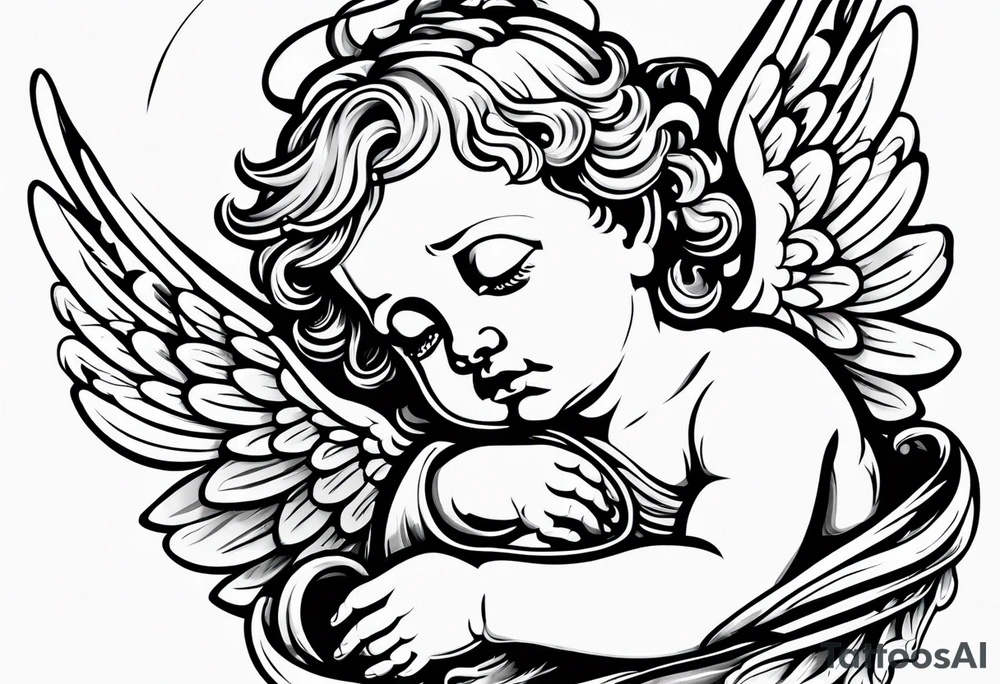 Crying cherub angel tattoo idea