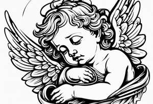 Crying cherub angel tattoo idea