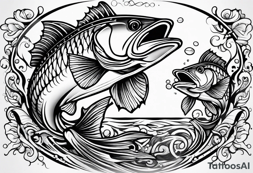 bass chasing fish tattoo idea