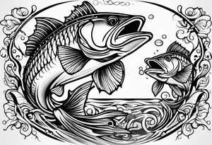 bass chasing fish tattoo idea