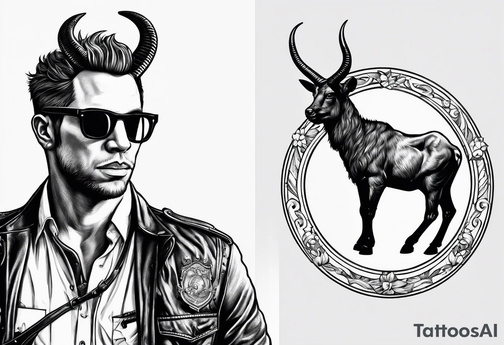 capricorn with sunglasses and shotgun tattoo idea
