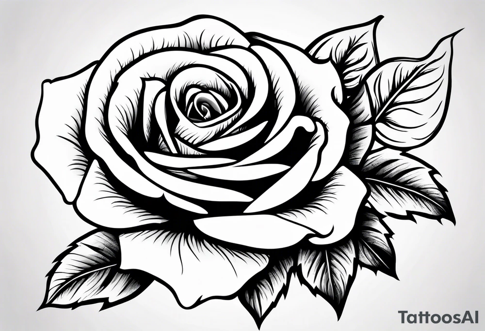 Rose flower with holly stem tattoo idea