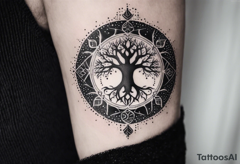 vegvisir & yggdrasill tattoo idea