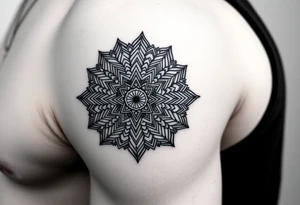 intricate mandala with sacred geometry and cosmic elements tattoo idea