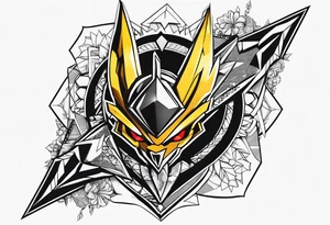 Kunai dragonball digimon with hearbeat between tattoo idea