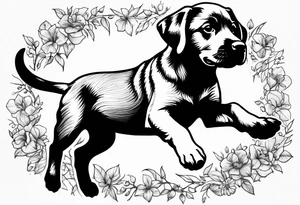Labrador puppy jumping tattoo idea