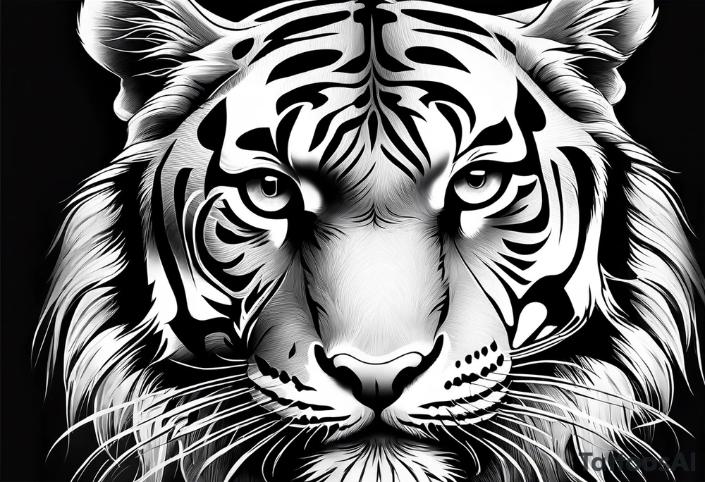 Tiger with owl eyes tattoo idea