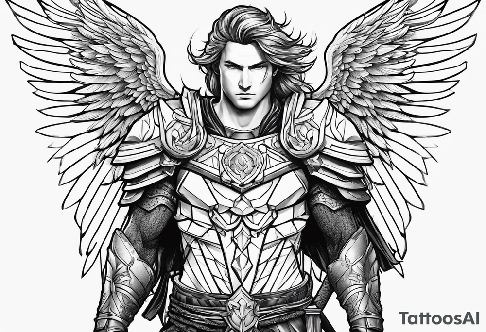 Male angel warrior tattoo idea